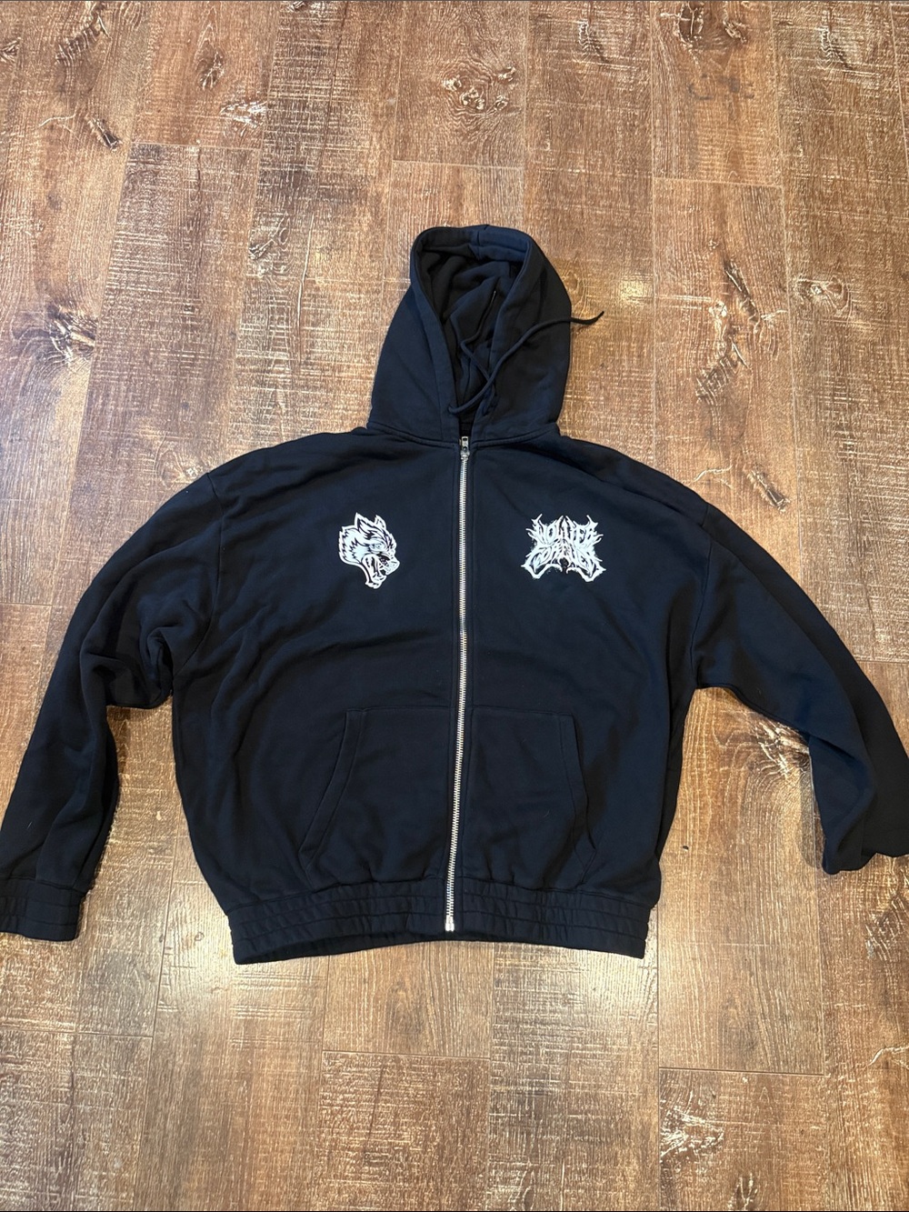 Darc Sport Black Zip-Up Hoodie with White Graphic Logos
